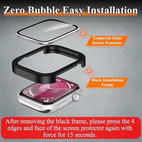 Mr Shield Mr.Shield Tempered Glass Screen Protector Guard For Apple Watch Series 10 SE 42mm, Titanium Alloy [Upgrade Zero Bubble] [Metal Frame] - Silver - Image 2