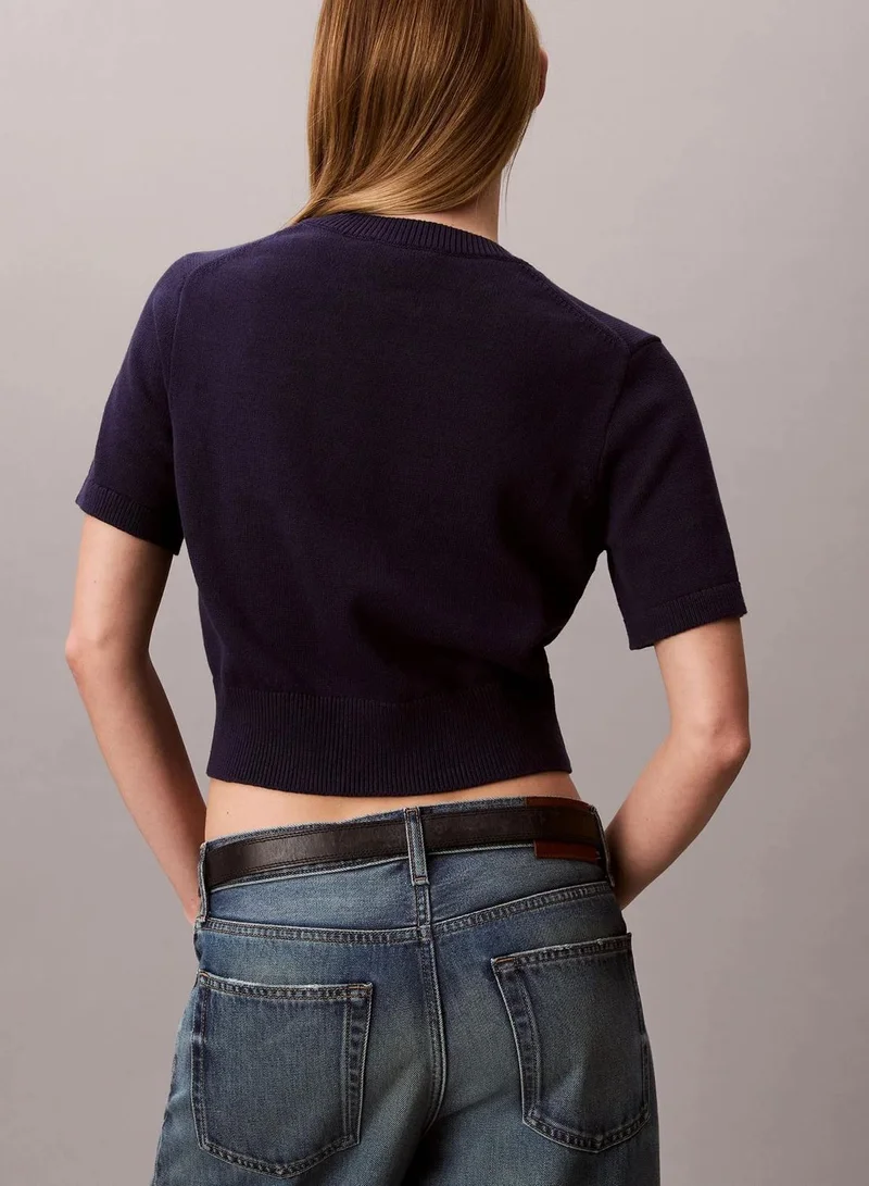 Calvin Klein Evening Blue Short Sleeve Monogram Jumper for Women | Best Price UAE