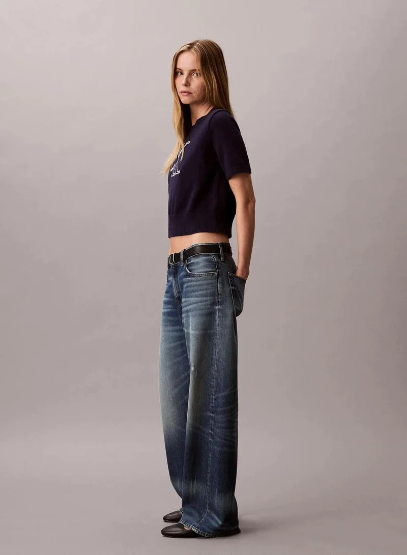Calvin Klein Evening Blue Short Sleeve Monogram Jumper for Women | Best Price UAE