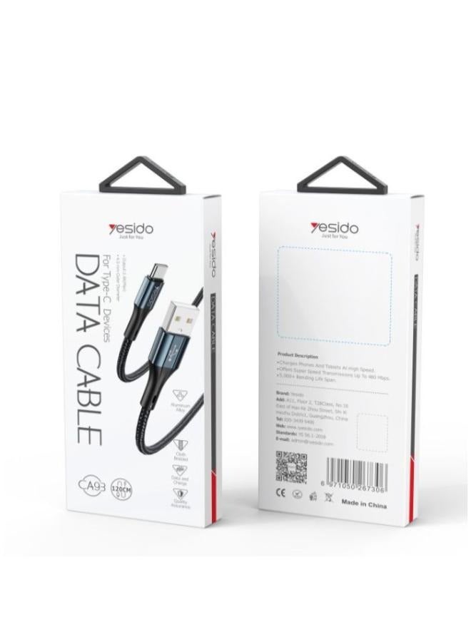 Yesido CA93 1.2 Meters 18W Nylon Cotton Braided Fast Charging Data Cable USB to Lighting/Type-C/Micro  - Image 5