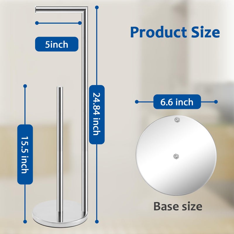 Batoliet Toilet Paper Holder Stand,Toilet Paper Holder Free Standing,Chrome Toilet Paper Roll Holder for 4 Rolls,Bathroom Toilet Paper with Storage - Image 2