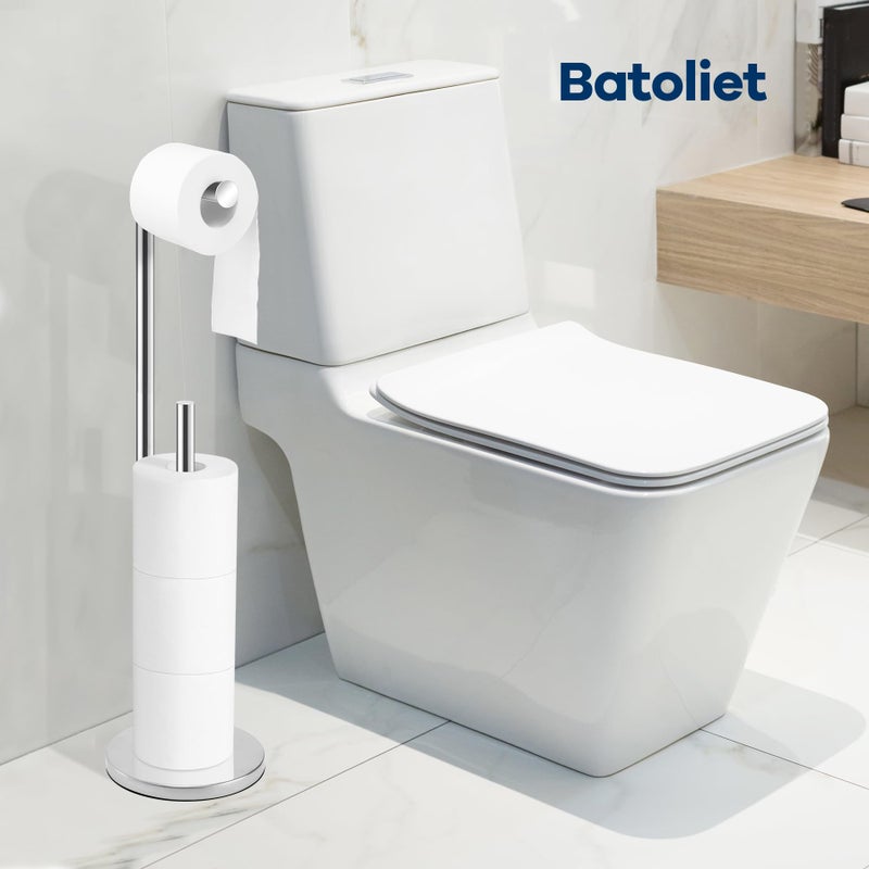 Batoliet Toilet Paper Holder Stand,Toilet Paper Holder Free Standing,Chrome Toilet Paper Roll Holder for 4 Rolls,Bathroom Toilet Paper with Storage - Image 4
