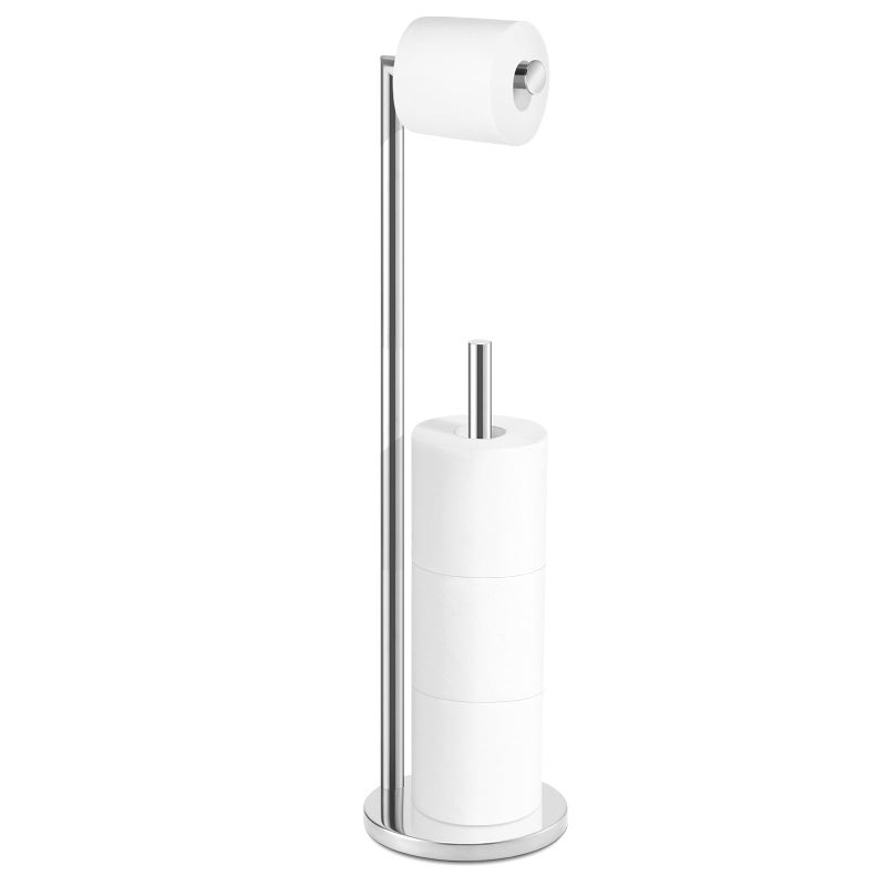 Batoliet Toilet Paper Holder Stand,Toilet Paper Holder Free Standing,Chrome Toilet Paper Roll Holder for 4 Rolls,Bathroom Toilet Paper with Storage - Image 1
