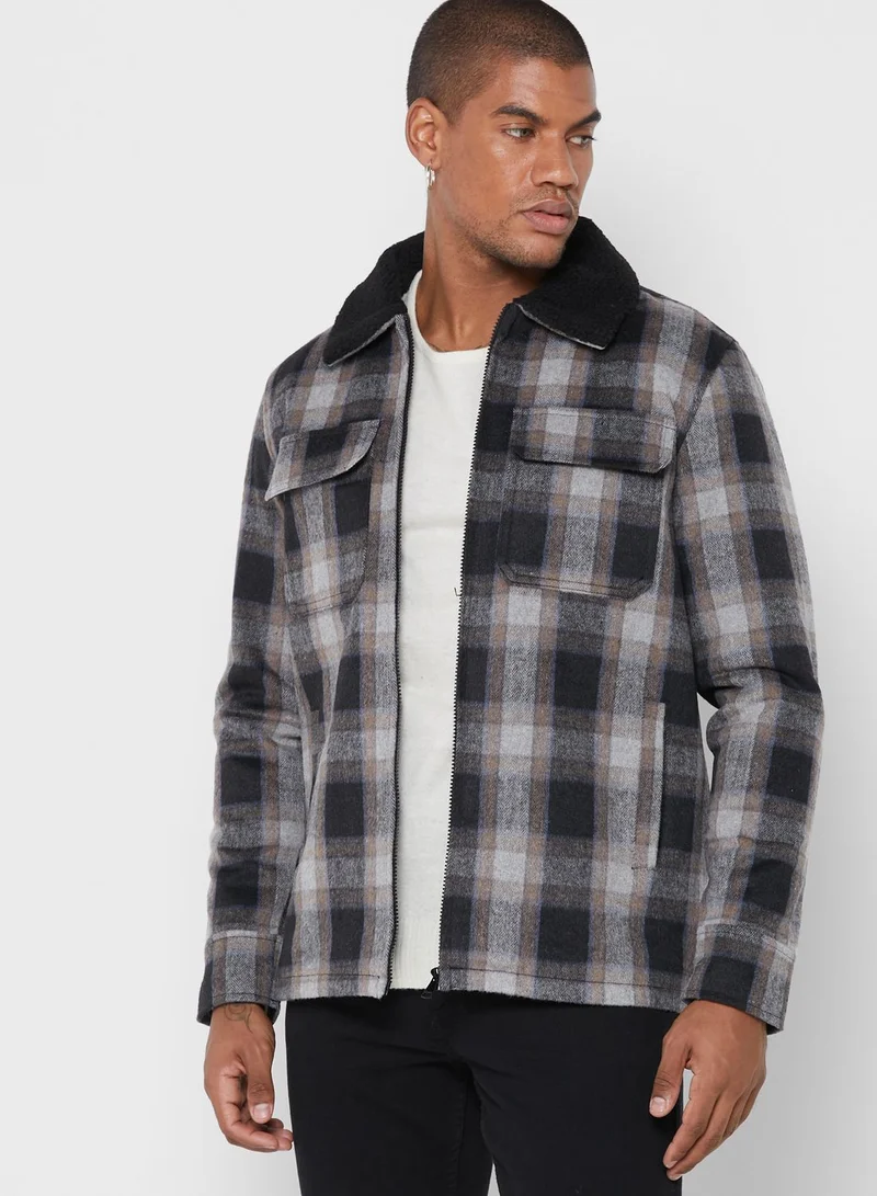 BRAVE SOUL Bravesoul Checked Jacket With Black Borg