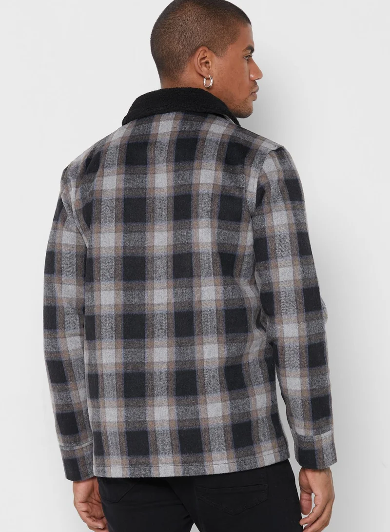 BRAVE SOUL Bravesoul Checked Jacket With Black Borg
