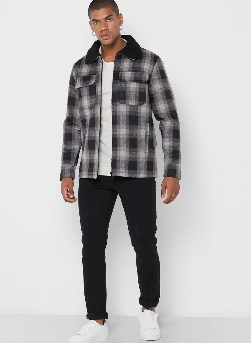 BRAVE SOUL Bravesoul Checked Jacket With Black Borg