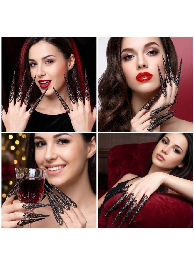 10 Pack Finger Claw Nail Rings for Women, Knuckle Protector Nail Tip Decor Accessories, Ideal for Halloween Cosplay, Party & Dance Show Costumes - Image 4