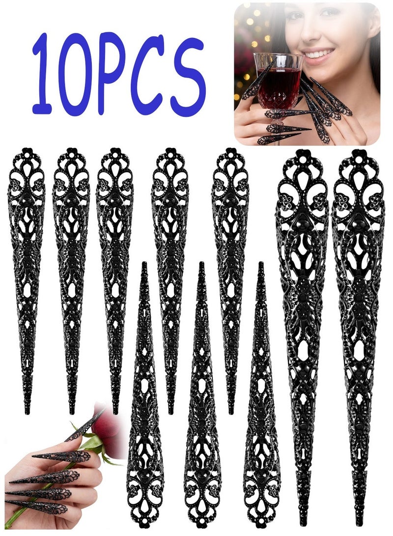 10 Pack Finger Claw Nail Rings for Women, Knuckle Protector Nail Tip Decor Accessories, Ideal for Halloween Cosplay, Party & Dance Show Costumes - Image 1