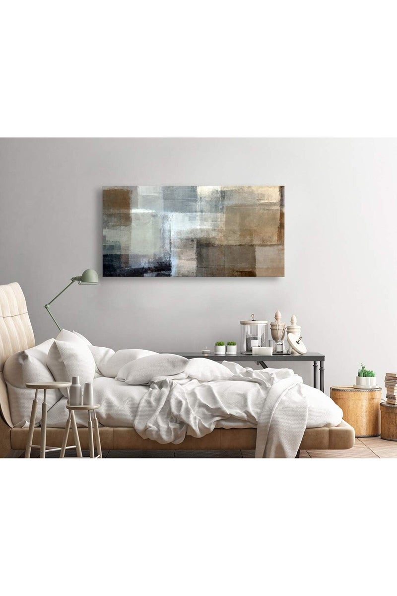 EMODA Grey & Brown Abstract Wrap Framed Canvas wall art (60x120 cm, en ) - Image 2