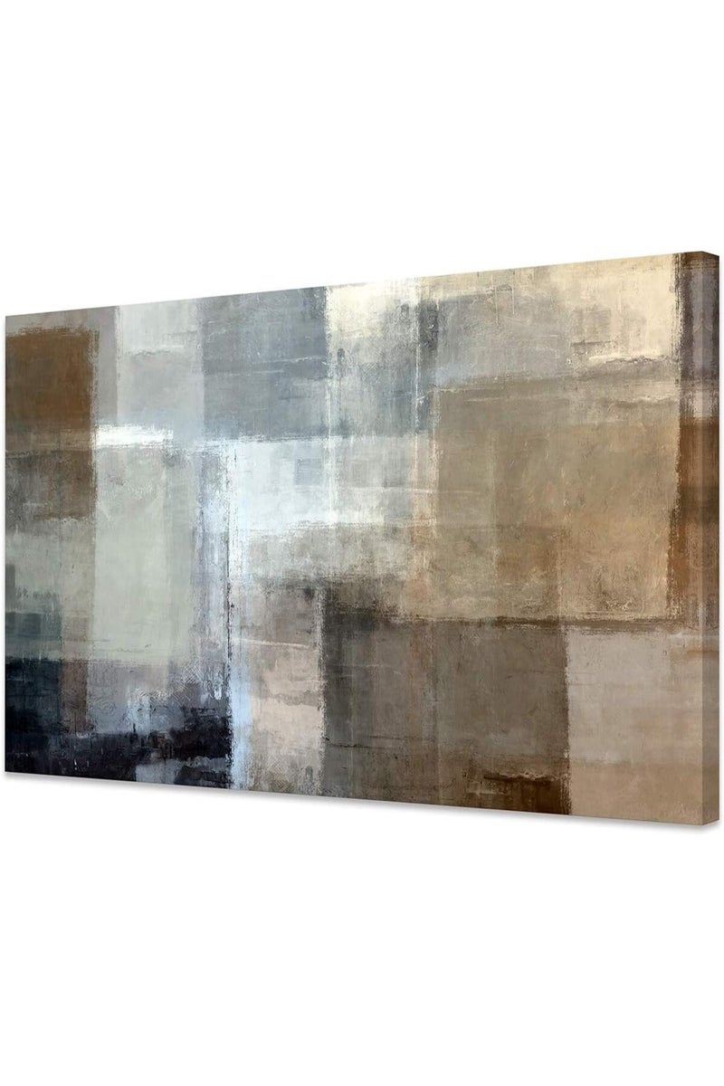 EMODA Grey & Brown Abstract Wrap Framed Canvas wall art (60x120 cm, en ) - Image 1