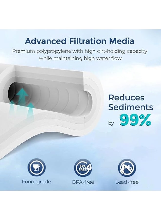 خرطوشة بديلة لفلتر المياه لمرشح مياه التناضح العكسي - مجموعة من 3 فلاتر رواسب من مادة البولي بروبيلين، خراطيش فلتر الكربون الحبيبي من مادة GAC وكتلة الكربون CTO، - خرطوشة فلتر المياه - - Image 4