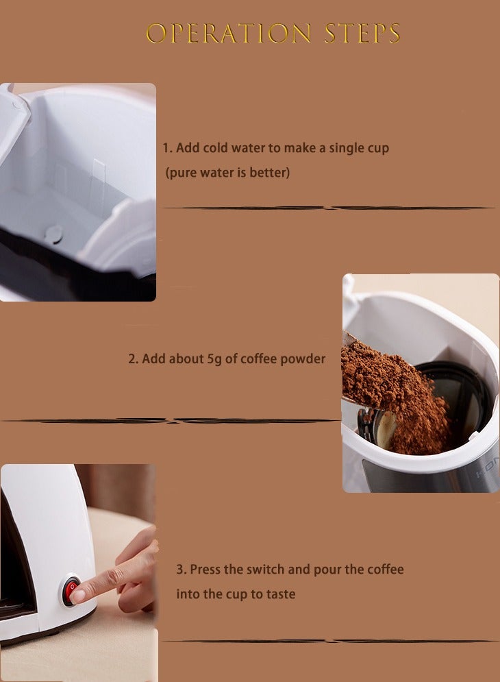 KONKA A Portable Mini Automatic Drip Coffee Maker for Home Use, Comes with a Ceramic Cup, And Is Faster Than Manual Brewing. It's Also Suitable for Office and Home Use. - Image 4