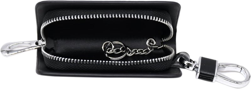 KMH Premium Scandinavian Nappa Car Key Wallet Bag | Wallet for Key Pouch Holder Cover Shell Case, Key Zipper Fob Protector | Smart Remote Keychain Holder with Metal Hook Keyring Zipper Bag (Black) - Image 4
