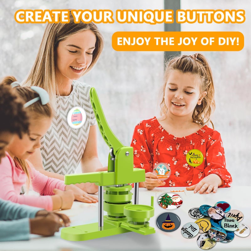 MK.Bear Button Maker Machine - Multiple Sizes 1.25in+2.25in, Kit for DIY Gifts, Button Press Machine with Free 200PCS 32-58mm Supplies & 2 Circle Cutter - Image 5