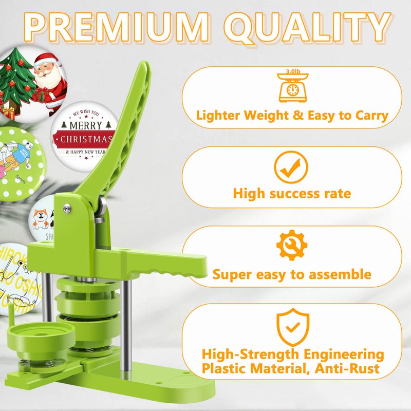 MK.Bear Button Maker Machine - Multiple Sizes 1.25in+2.25in, Kit for DIY Gifts, Button Press Machine with Free 200PCS 32-58mm Supplies & 2 Circle Cutter - Image 2