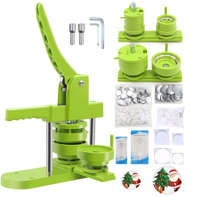 MK.Bear Button Maker Machine - Multiple Sizes 1.25in+2.25in, Kit for DIY Gifts, Button Press Machine with Free 200PCS 32-58mm Supplies & 2 Circle Cutter - Image 1
