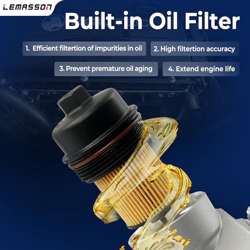 LEMASSON Engine Oil Cooler Filter Housing Assembly Adapter with Gaskets Compatible with 2008-2019 Chevy Cruze Sonic Aveo Malibu, Buick Cascada, Pontiac G3, Saturn Astra 1.6L 1.8L Replaces 918-432 25199751 - Image 5