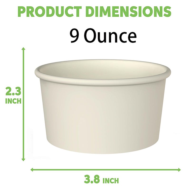 Axe Sickle 100 Pcs Paper Ice Cream Cups Disposable Dessert Bowls 9 Ounce for Hot or Cold Food, Sundae, Frozen Yogurt, Soup, White - Image 2