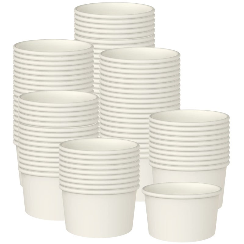 Axe Sickle 100 Pcs Paper Ice Cream Cups Disposable Dessert Bowls 9 Ounce for Hot or Cold Food, Sundae, Frozen Yogurt, Soup, White - Image 1