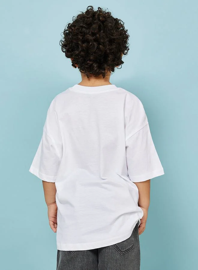 AIKO Giraffe Graphic Print Round Neck T-Shirt