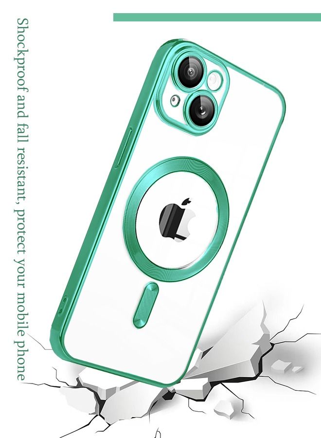 TEAM LUXURY IPhone 13 Case Magnetic Support Magsafe Charger Wireless Anti Scratch Shockproof Clear Four Corner Cushion Anti Dropping Full Body Protection All Inclusive Lens Protection Cover Green  - Image 4