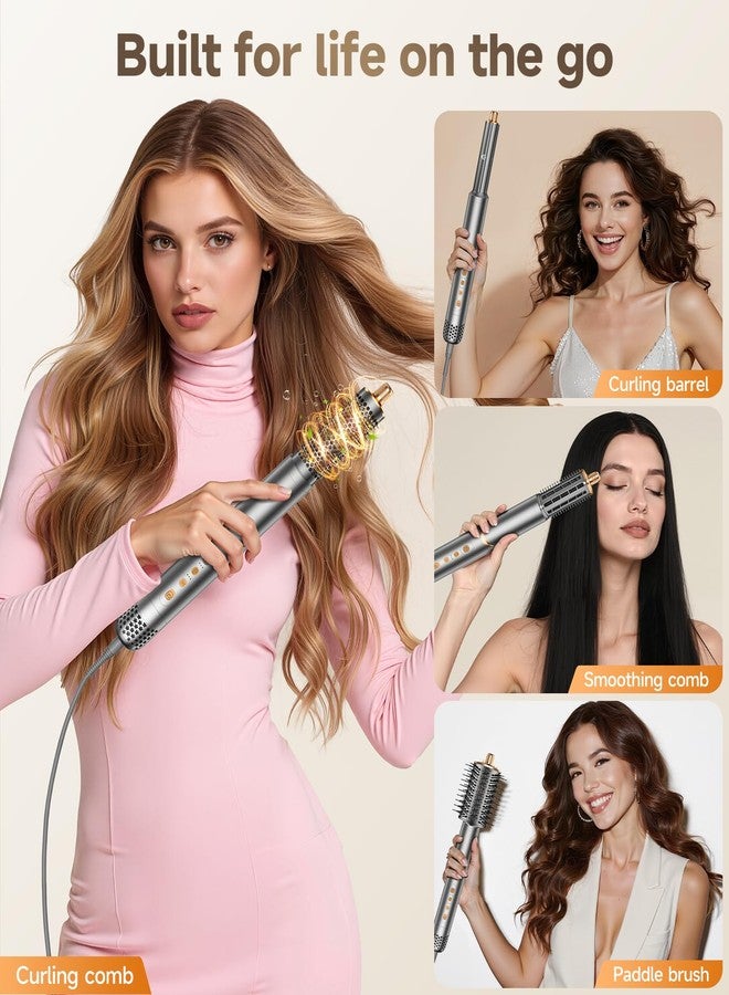 Dryhsip 8 in 1 Hair Styler & Air Dryer Wrap Curler, High-Speed Negative Ionic Foldable Hair Tools Fast Drying, Multi Professional Hot Air Styler for Curling Volumizing Straightening Styling (Gray) - Image 4