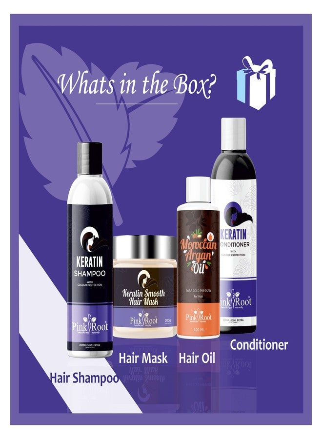 Pink Root Keratin Hair Treatment Home Care Kit for Straightening Curls and Frizz, Reducing Dry Damage, Nourish and Hydrate Root to Tip, Support Color Treated Styles (Keratin Hair Treatment Kit) - Image 3