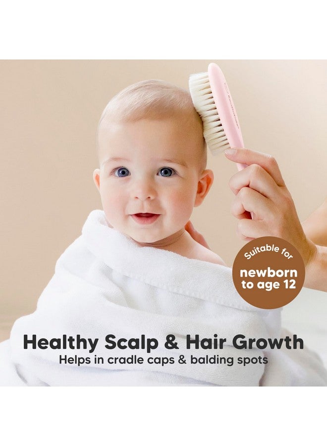 KeaBabies Baby Hair Brush and Comb Set for Newborn - Wooden Baby Hair Brush Set with Soft Goat Bristle, Baby Brush Set for Newborns, Baby Brush and Comb Set Girl, Boy, Toddler Cradle Cap Brush (Oval, Blush) - Image 2