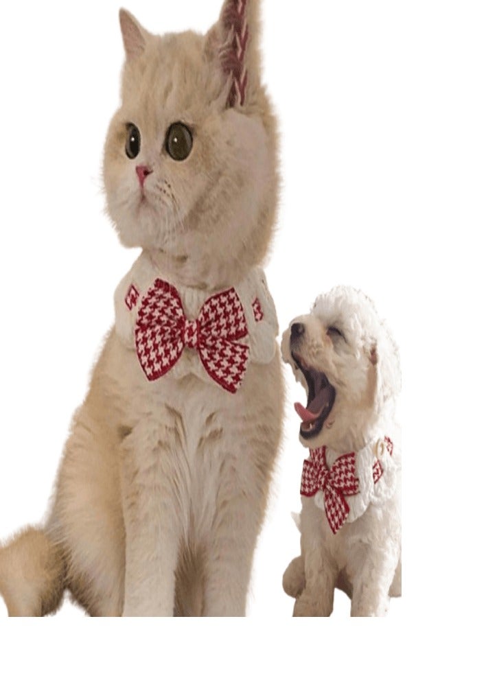 A.M Pet Necklace Collar, Cute Collar with Lace Design Decoration Fade-resistant Soft Comfortable Buttoned Pet Collar for Cats, Dogs, Kittens, Puppies - Image 1