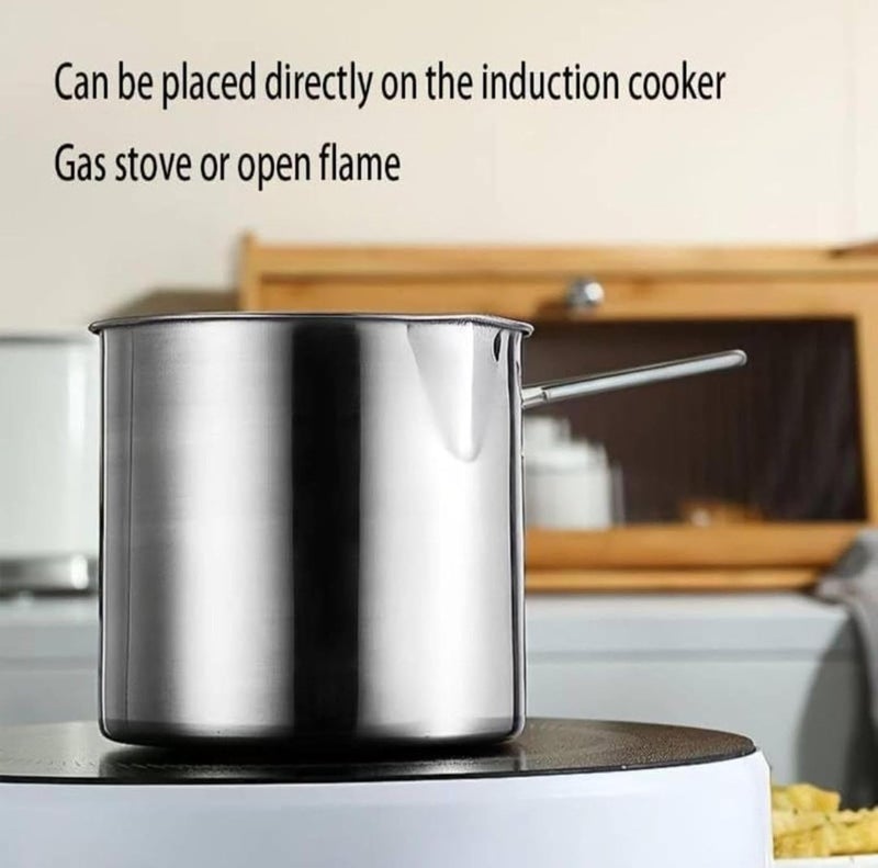 KARMIKA Pot with Strainer Basket1200ml Stainless Steel Pan with Handle Oil Basket French Fries Basket Fry Pan Deep Fryer Food Strainer Colander Potato Chips Rack Chicken Fryer for Kitchen - Image 2