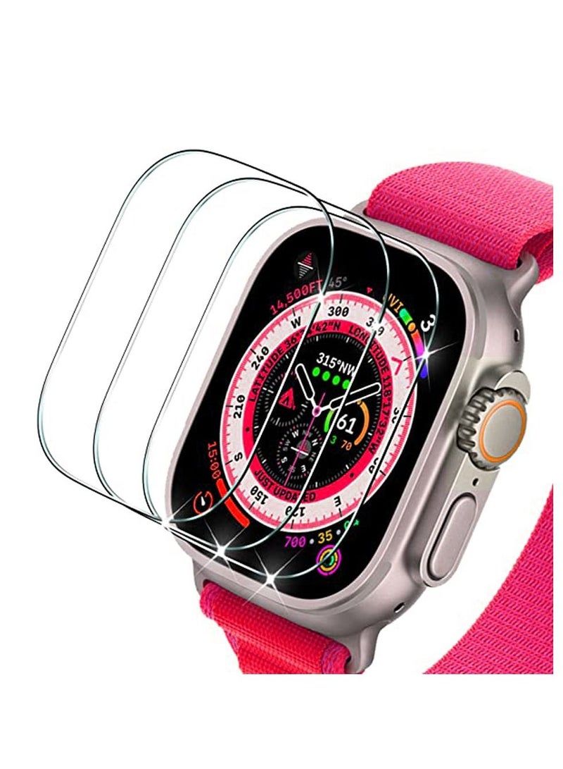 MOCOM 3-Piece Apple Watch Ultra 3D Tempered Glass Screen Protector for 49mm Clear/Black
