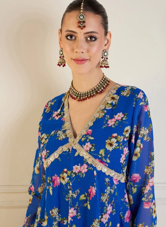 SASSAFRAS Floral Printed Georgette Kurta for Women