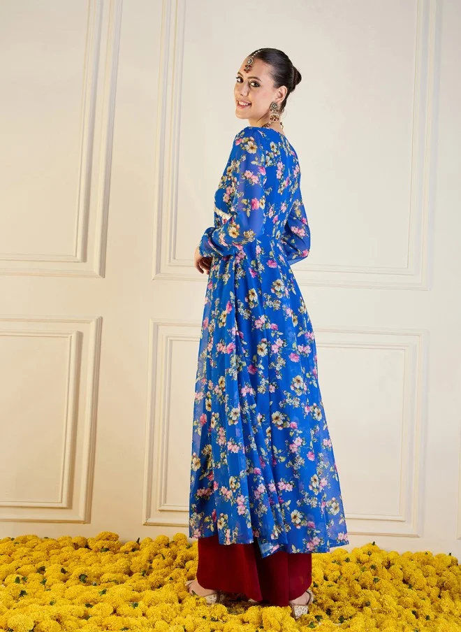 SASSAFRAS Floral Printed Georgette Kurta for Women