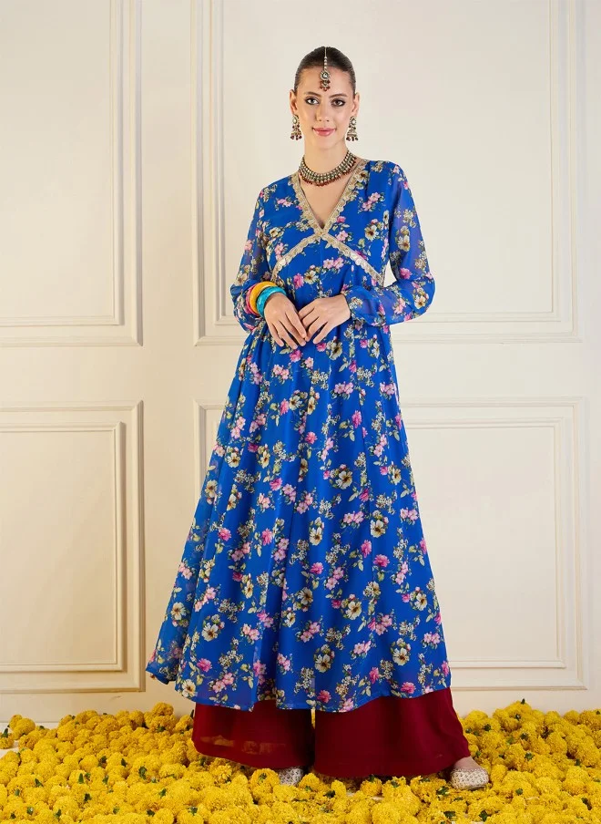 SASSAFRAS Floral Printed Georgette Kurta for Women