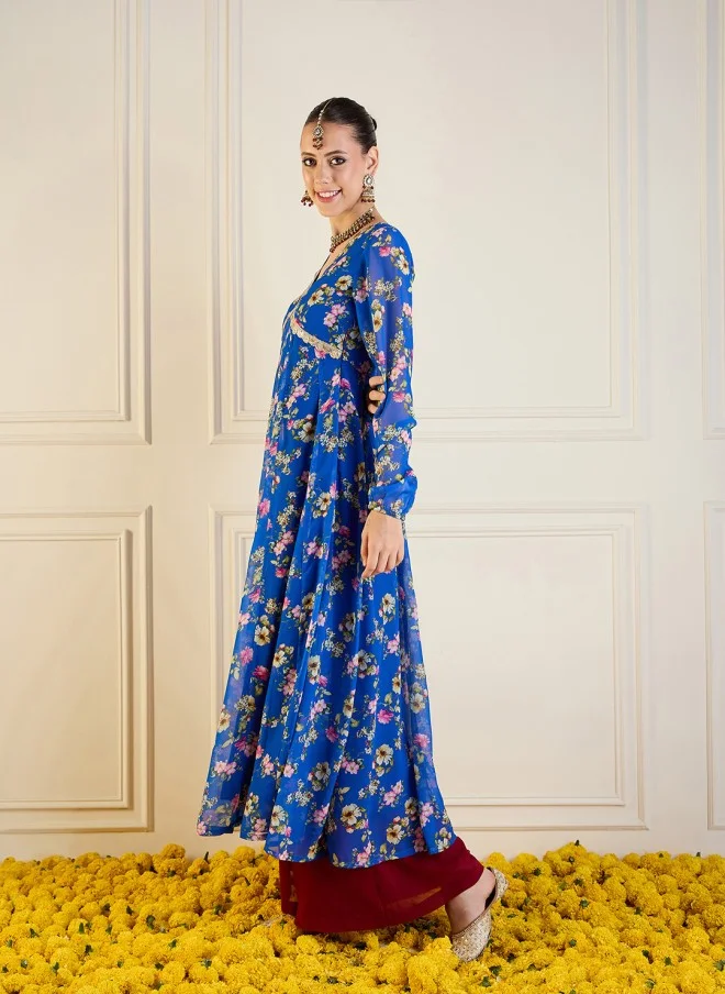 SASSAFRAS Floral Printed Georgette Kurta for Women