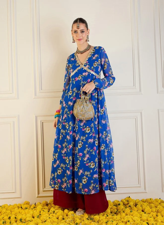 SASSAFRAS Floral Printed Georgette Kurta for Women