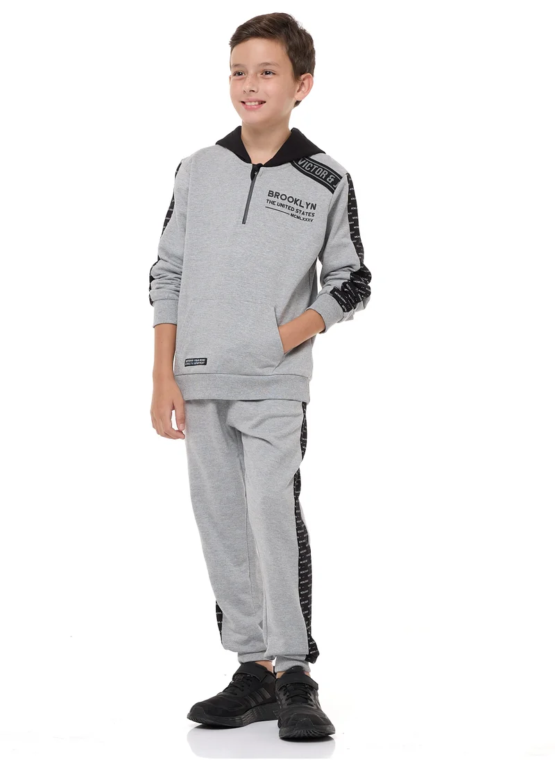 victor and jane Boys' 2-Piece Hoodie and Jogger Set (3-14 yrs) Grey Mil