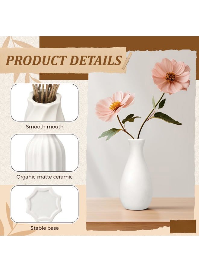 Yaomiao Set of 24 5'' White Ceramic Bud Vase Bulk Boho Rustic Small Flower Vase for Centerpieces for DIY Wedding Home Dining Table Decoration,12 Styles - Image 3