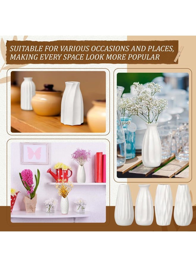 Yaomiao Set of 24 5'' White Ceramic Bud Vase Bulk Boho Rustic Small Flower Vase for Centerpieces for DIY Wedding Home Dining Table Decoration,12 Styles - Image 5