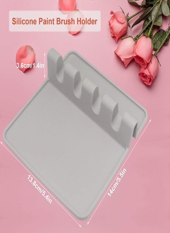 Yedadone 2 Packs Silicone Paint Brush Holder Paint Brush Stand Rest with 4 Slots Watercolor Oil Acrylic Painting - Image 2