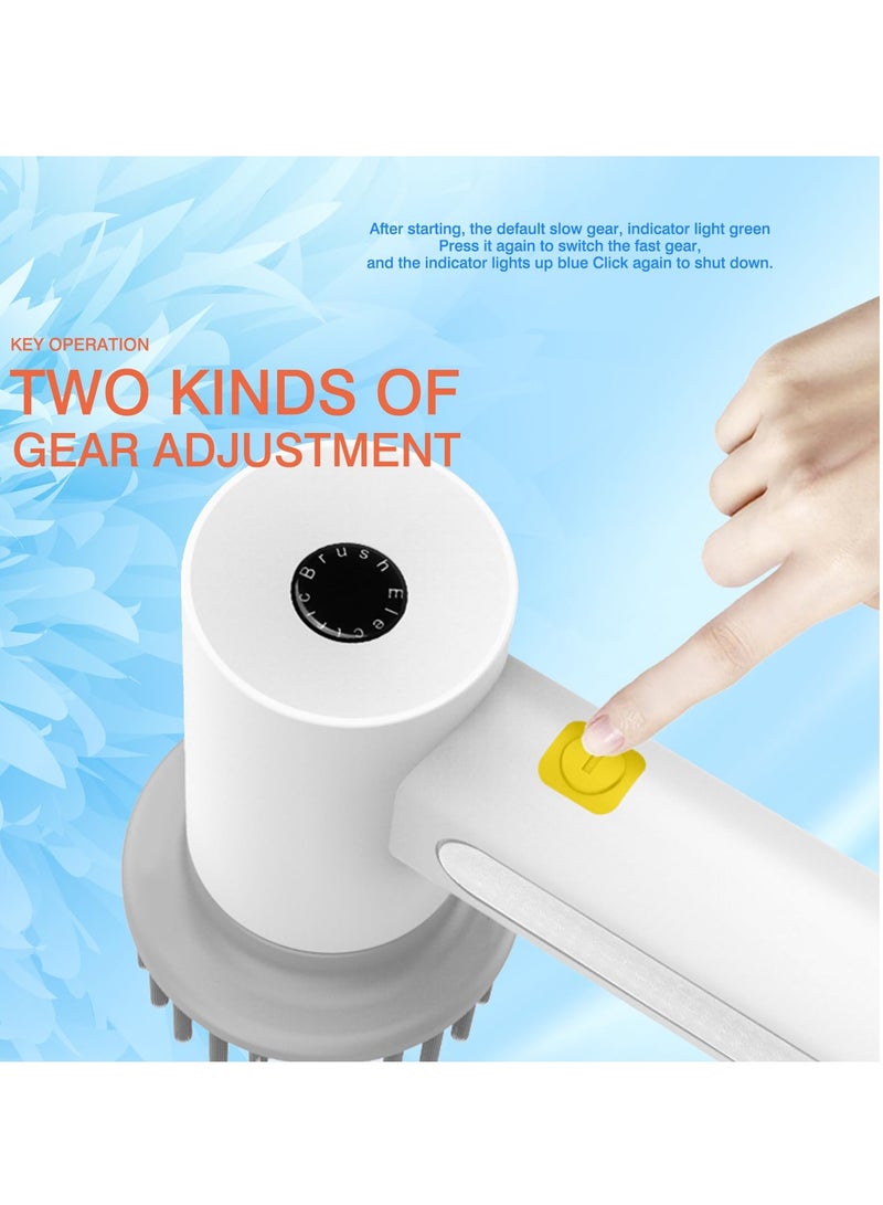 SYOSI فرشاة تنظيف كهربائية دوارة، فرشاة تنظيف كهربائية خالية من الأسلاك، فرشاة دوش كهربائية محمولة، مع 4 رؤوس فرشاة تنظيف قابلة للاستبدال لتنظيف الحمامات، الأرضيات، البلاط، الأحواض، النوافذ، الجدران - Image 3