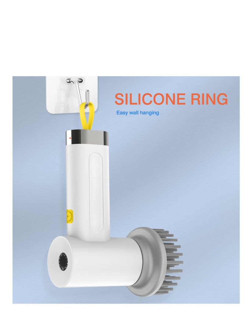 SYOSI فرشاة تنظيف كهربائية دوارة، فرشاة تنظيف كهربائية خالية من الأسلاك، فرشاة دوش كهربائية محمولة، مع 4 رؤوس فرشاة تنظيف قابلة للاستبدال لتنظيف الحمامات، الأرضيات، البلاط، الأحواض، النوافذ، الجدران - Image 4