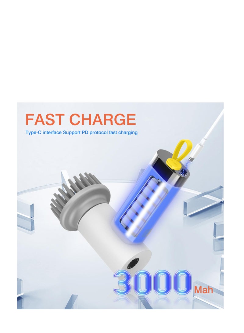 SYOSI فرشاة تنظيف كهربائية دوارة، فرشاة تنظيف كهربائية خالية من الأسلاك، فرشاة دوش كهربائية محمولة، مع 4 رؤوس فرشاة تنظيف قابلة للاستبدال لتنظيف الحمامات، الأرضيات، البلاط، الأحواض، النوافذ، الجدران - Image 5