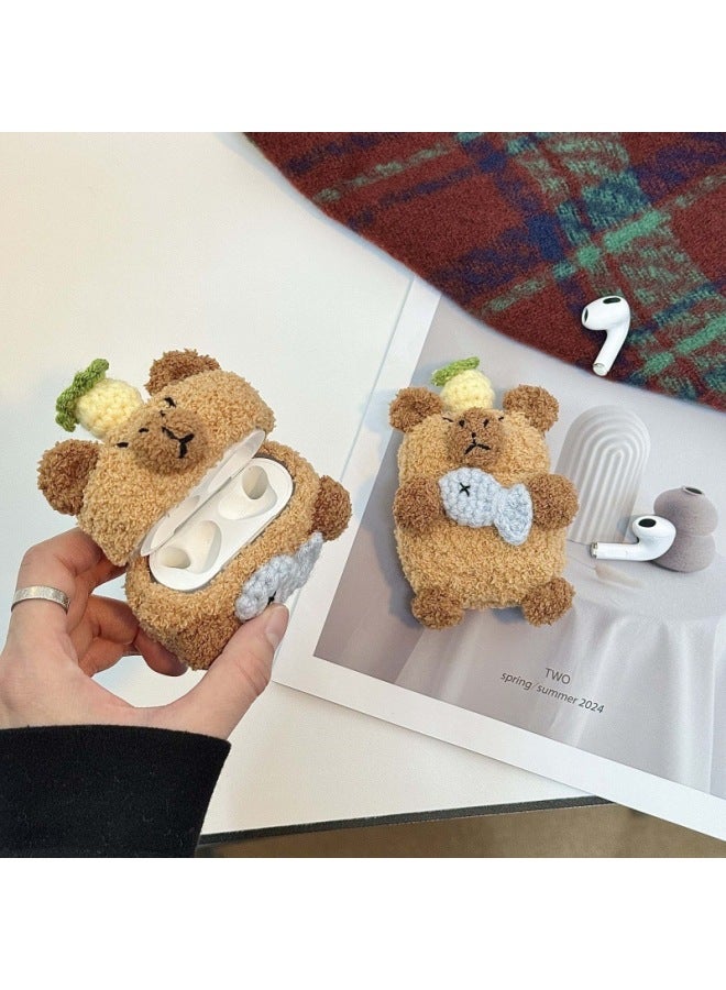 Hug Fish Capybara AirPods Pro For Apple Bluetooth Earphone Case 2/3/4 Generation Capibala Protective Case Cute-Color:Plush Fish Capybara Capibala-Applicable Models:Universal For Airpods Pro/pro2