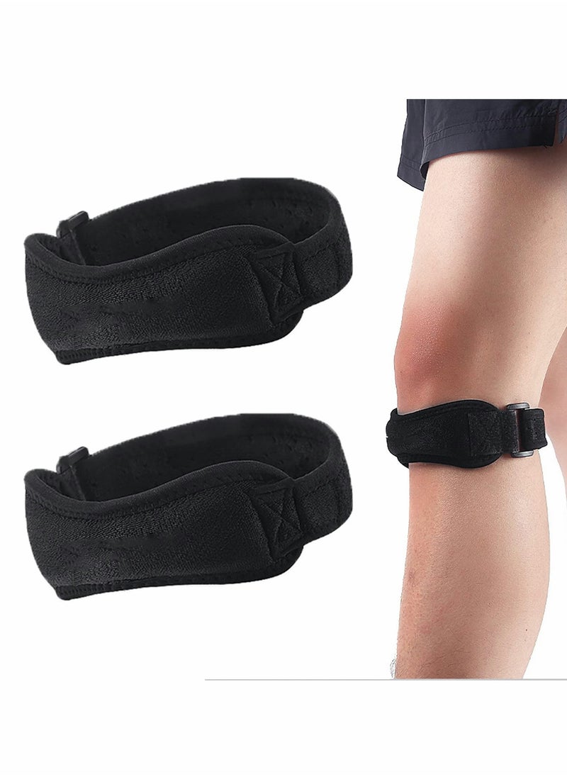 Excefore - Patella Knee Strap 2 Pack Knee Patella Support Brace for Running Pain Relief Adjustable Neoprene Knee Compression Patellar Tendon Support Strap for Weightlifting Working Out, -Black - Image 1