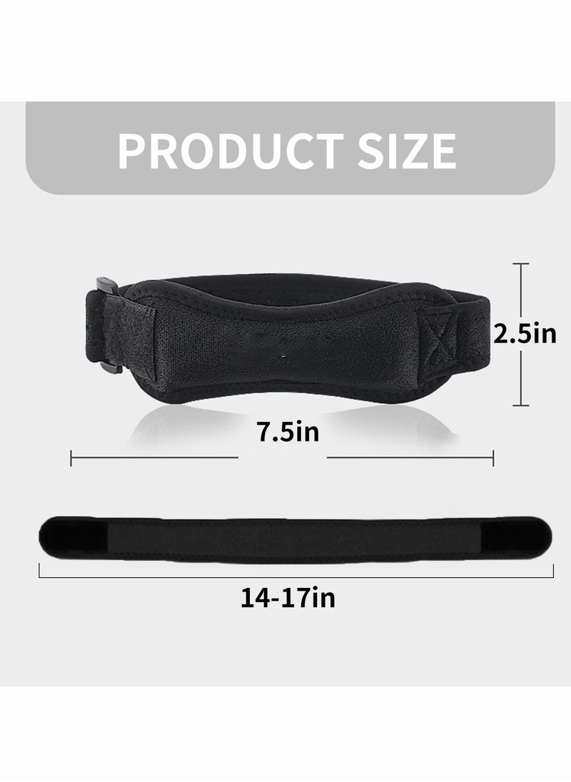 Excefore - Patella Knee Strap 2 Pack Knee Patella Support Brace for Running Pain Relief Adjustable Neoprene Knee Compression Patellar Tendon Support Strap for Weightlifting Working Out, -Black - Image 1