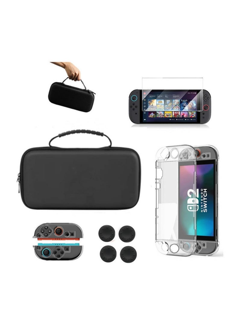 Aookay [7 in 1] Case for Switch 2, Accessories Bundle Carrying Cover Bag with Console Crystal Case, Joystick Caps, Tempered Films, Carrying Case Accessories Storage Sets for Switch 2  - Image 1