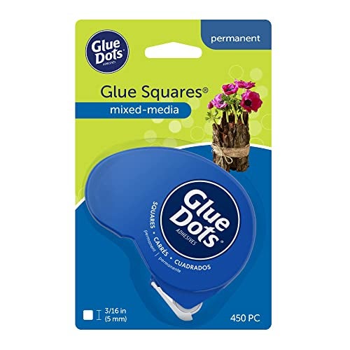 Glue Dots نقاط الغراء، موزع نقاط الغراء المربعة، مزدوج الجوانب، 3/16 بوصة، 450 نقطة، دائم، شريط غراء للحرف اليدوية، نقاط لاصقة، بديل الغراء الساخن السائل، شفاف - Image 1