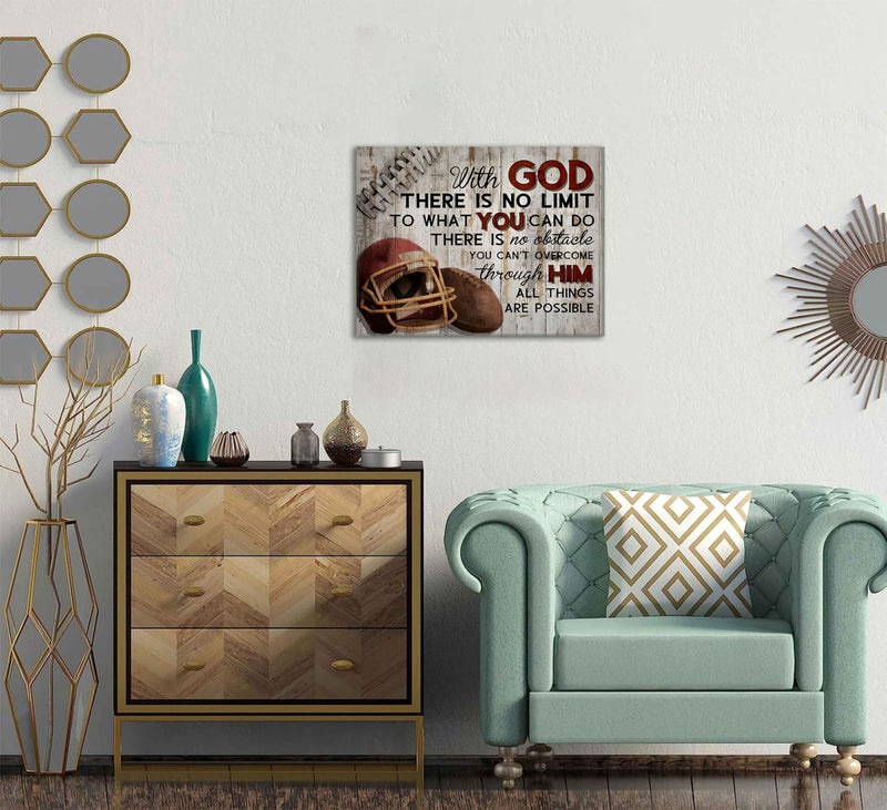 EVPYXFUT Football Sports Wall Art Stuff Religious Football Canvas Vintage Art Prints Sport Poster Inspirational Quotes Rugby Paintings Motivational Pictures For Boys Room Bedroom Gym Wall Decor Framed - Image 2