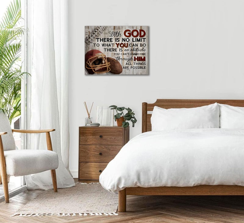 EVPYXFUT Football Sports Wall Art Stuff Religious Football Canvas Vintage Art Prints Sport Poster Inspirational Quotes Rugby Paintings Motivational Pictures For Boys Room Bedroom Gym Wall Decor Framed - Image 4
